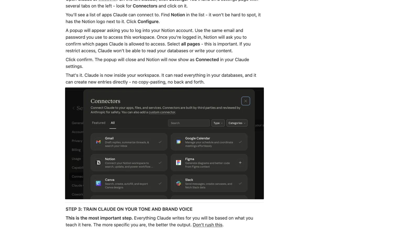 The Claude setup guide, connecting Notion to Claude and training it on your voice